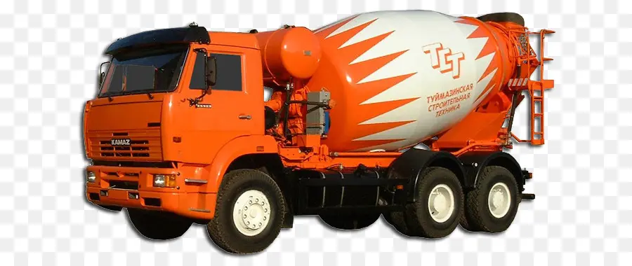 Camion Malaxeur à Ciment Orange，Construction PNG