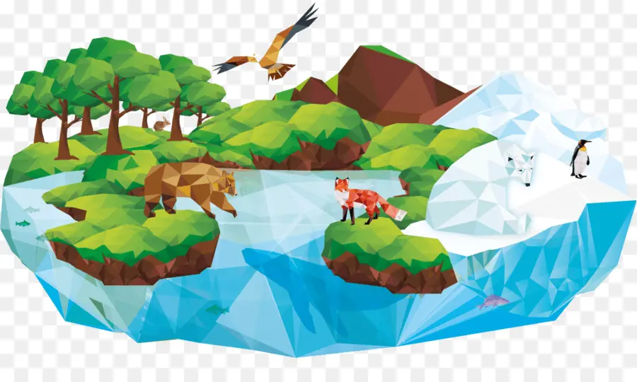 Paysage De Forêt Et De Glace，Animaux PNG