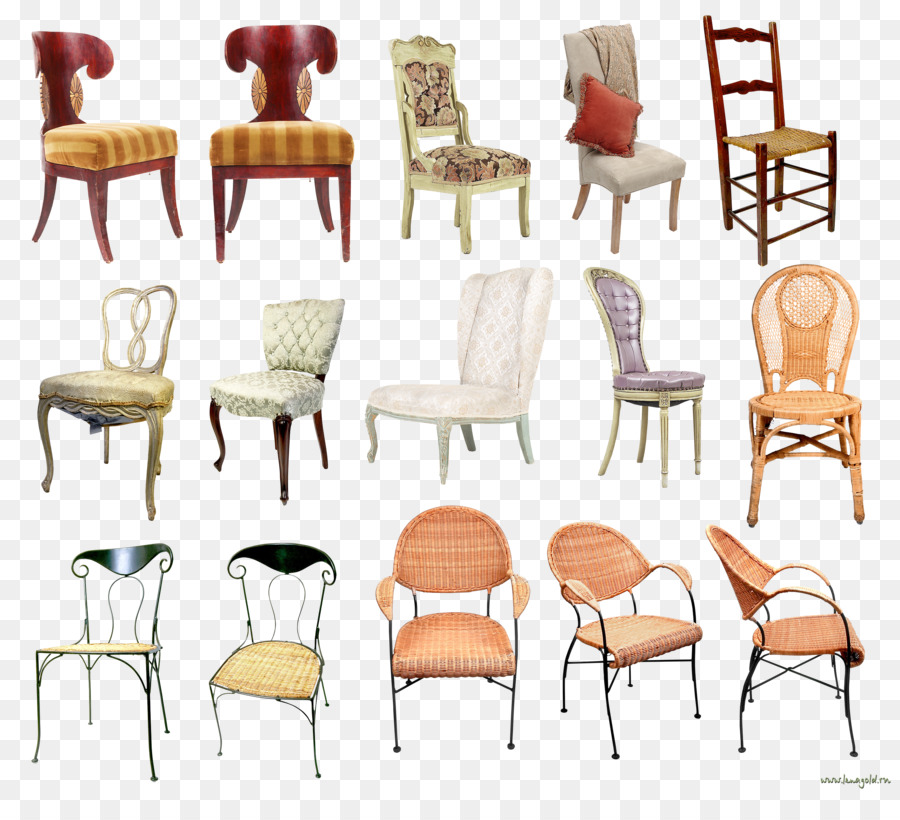 Chaises Vintage，Coussins Rouges PNG