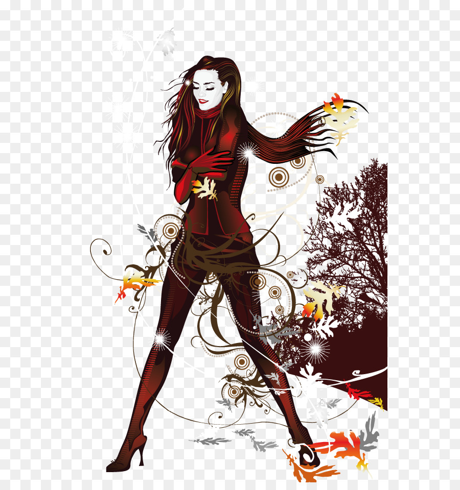 Femme Stylisée En Rouge，Art PNG