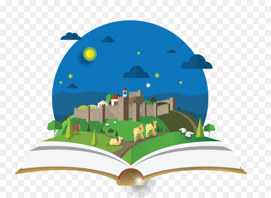 Livre Ouvert Avec Paysage，Livre De Contes PNG