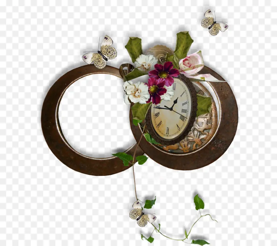 Horloge，Fleurs PNG