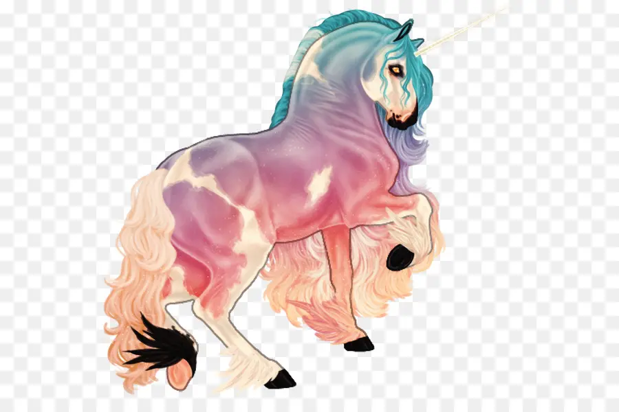 Licorne Colorée，Mythique PNG