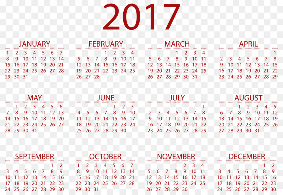 Calendrier 2017，Mois PNG