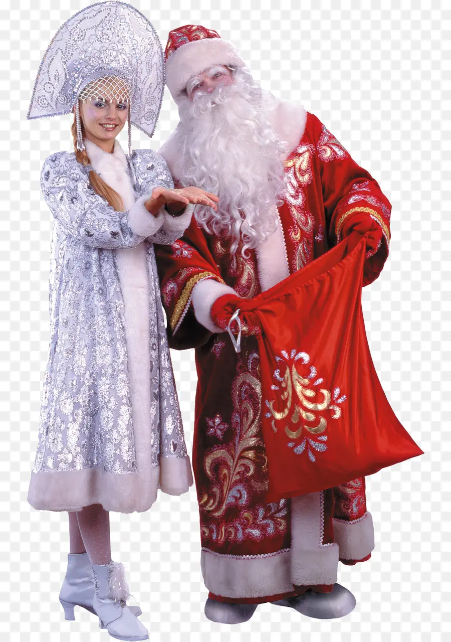 Père Noël Et Fille Des Neiges，Noël PNG