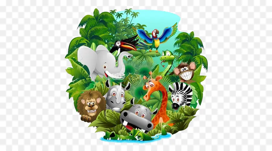 Animaux De La Jungle，Dessin Animé PNG