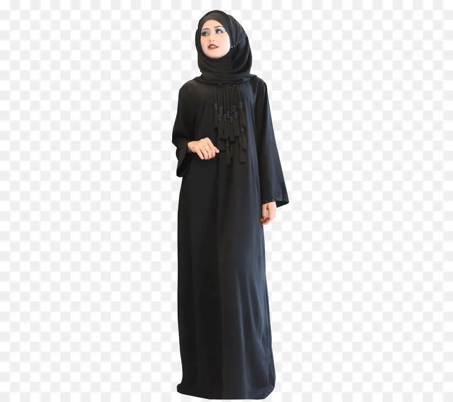 Femme En Hijab，Robe Noire PNG