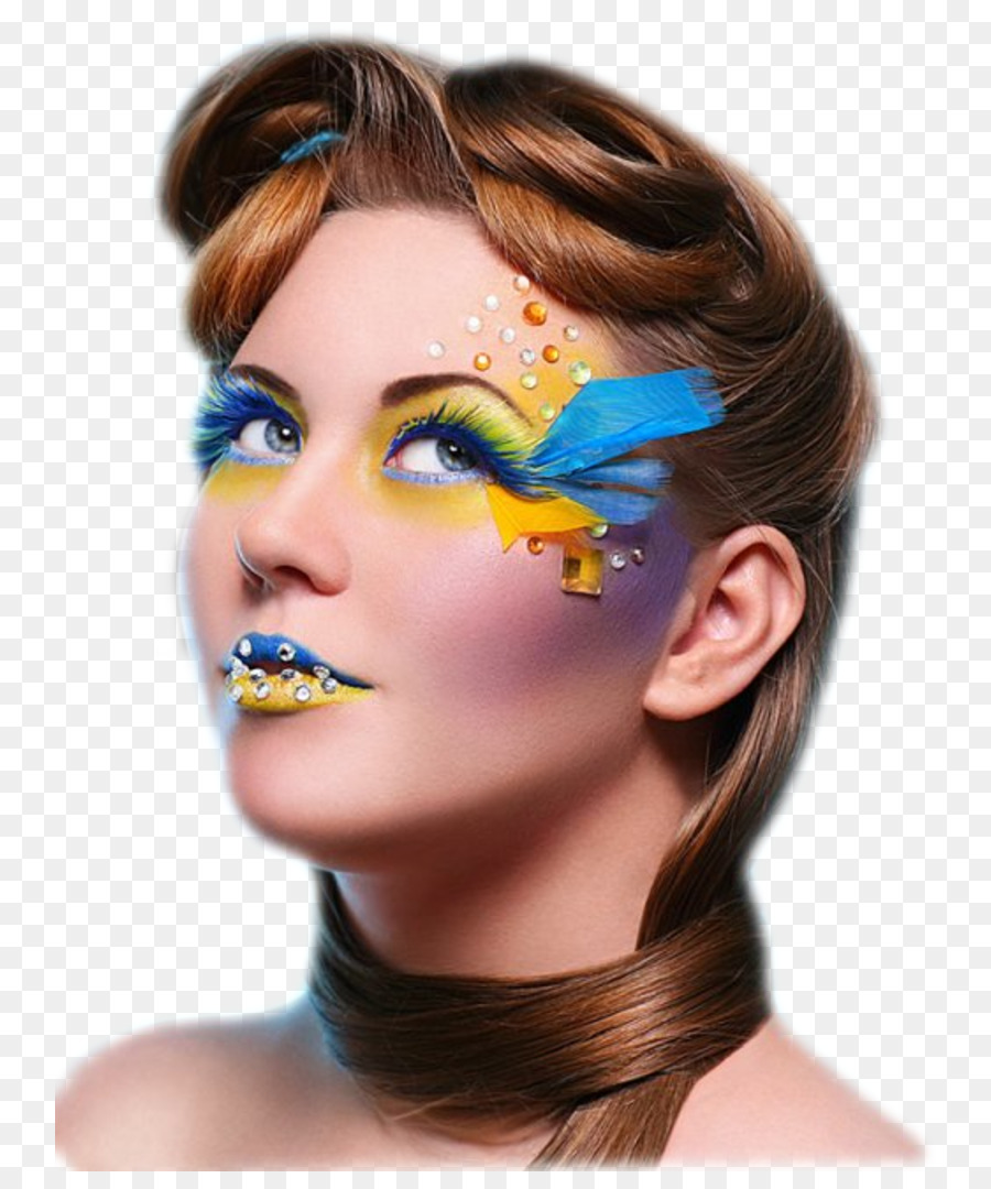 Femme Avec Un Maquillage Coloré，Affronter PNG