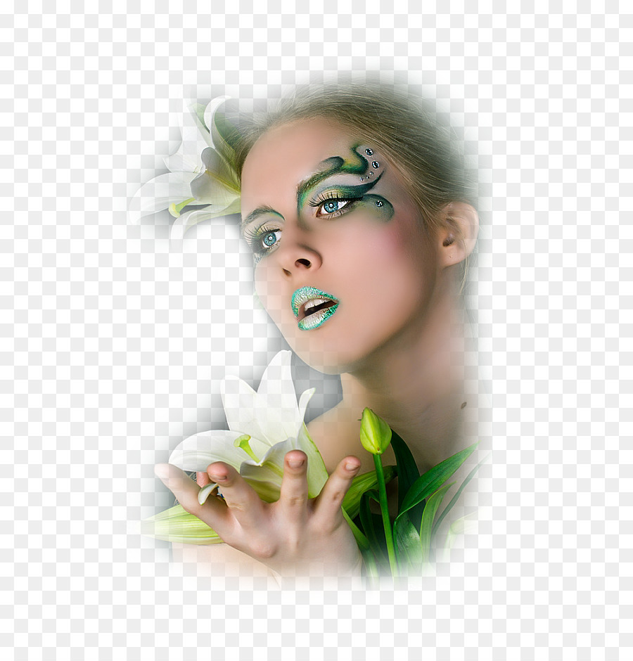 Femme Avec Maquillage Floral，Affronter PNG