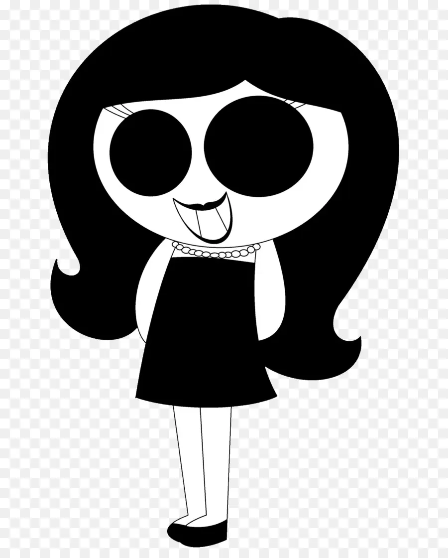 Fille De Dessin Animé，Robe Noire PNG