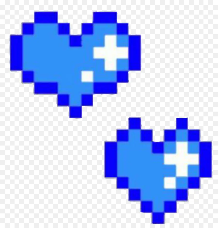 Coeurs De Pixels Bleus，Bleu PNG