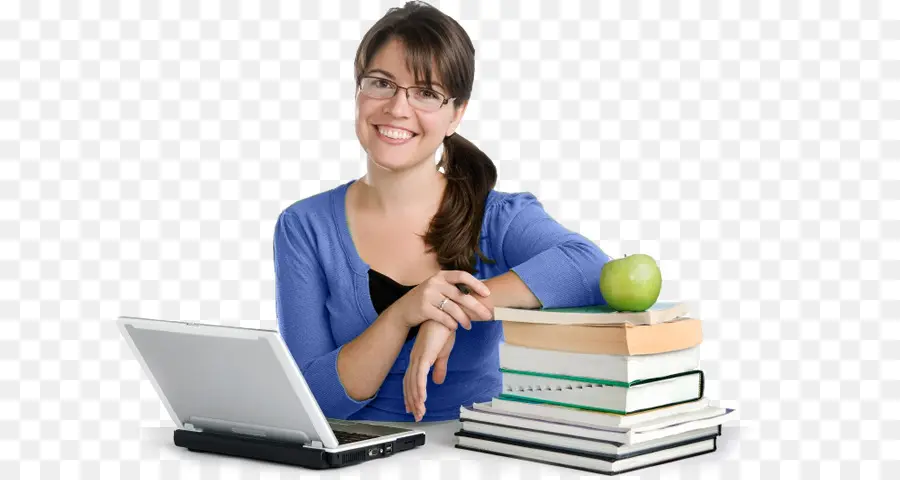 Femme Avec Ordinateur Portable，Livres PNG