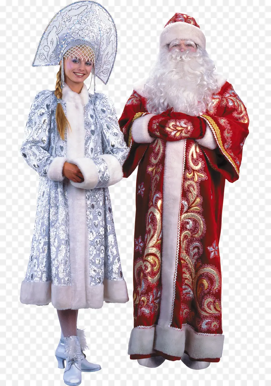 Père Noël Et Fille Des Neiges，Noël PNG