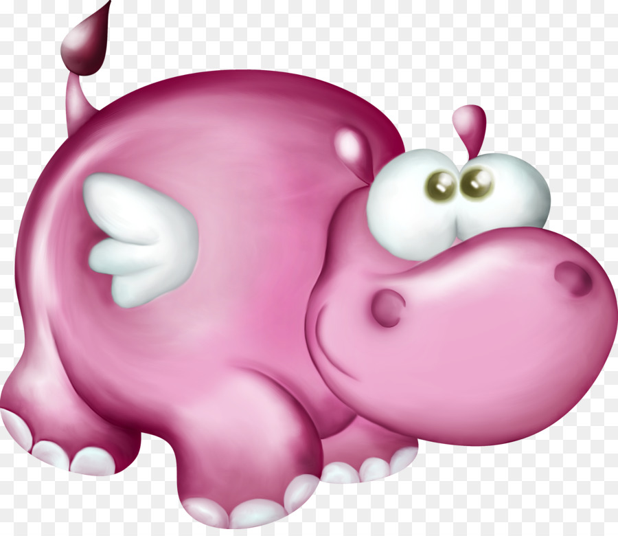 Hippopotame Rose，Dessin Animé PNG