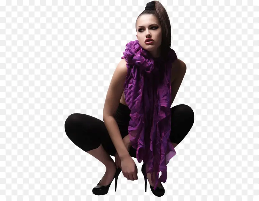 Femme Au Foulard Violet，Mode PNG