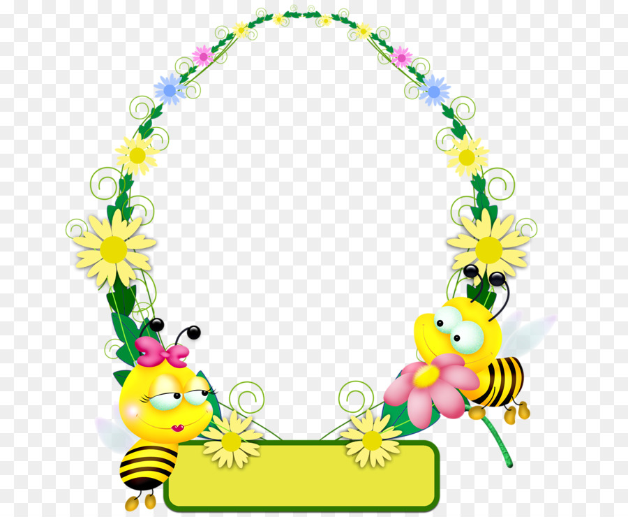 Cadre Abeille，Fleurs PNG