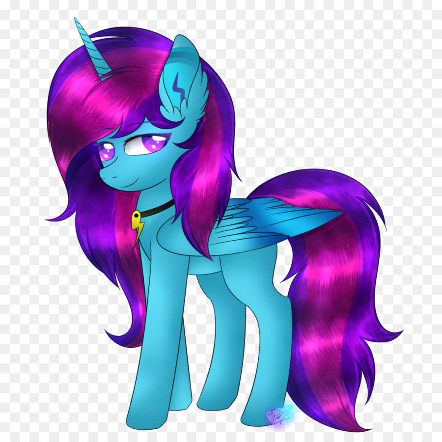 Poney Bleu，Crinière Violette PNG