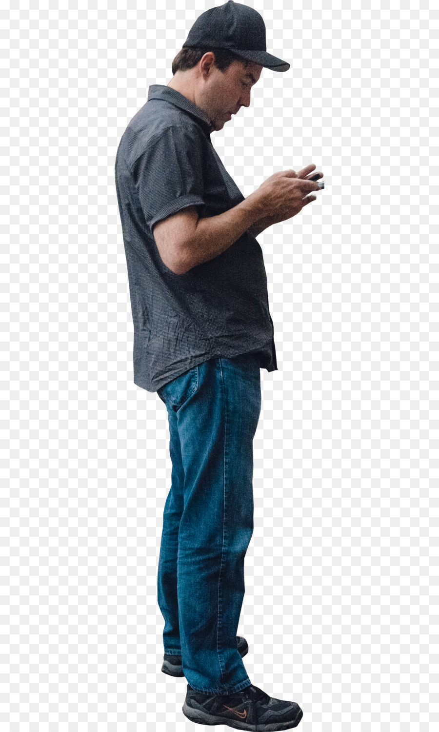 Homme Utilisant Le Téléphone，Debout PNG