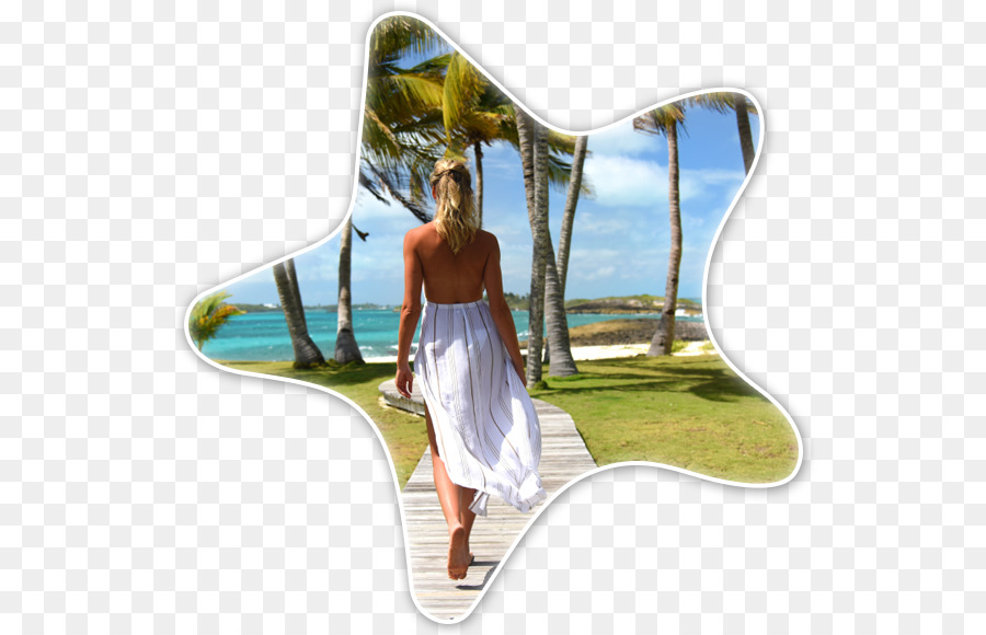 Femme En Robe Blanche，Plage PNG