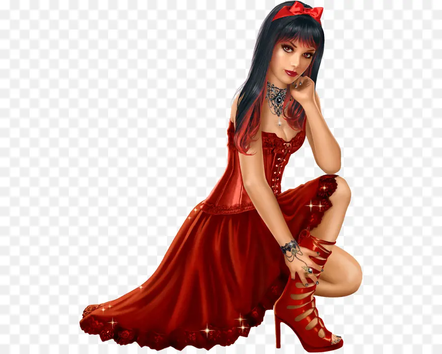 Femme En Robe Rouge，Mode PNG