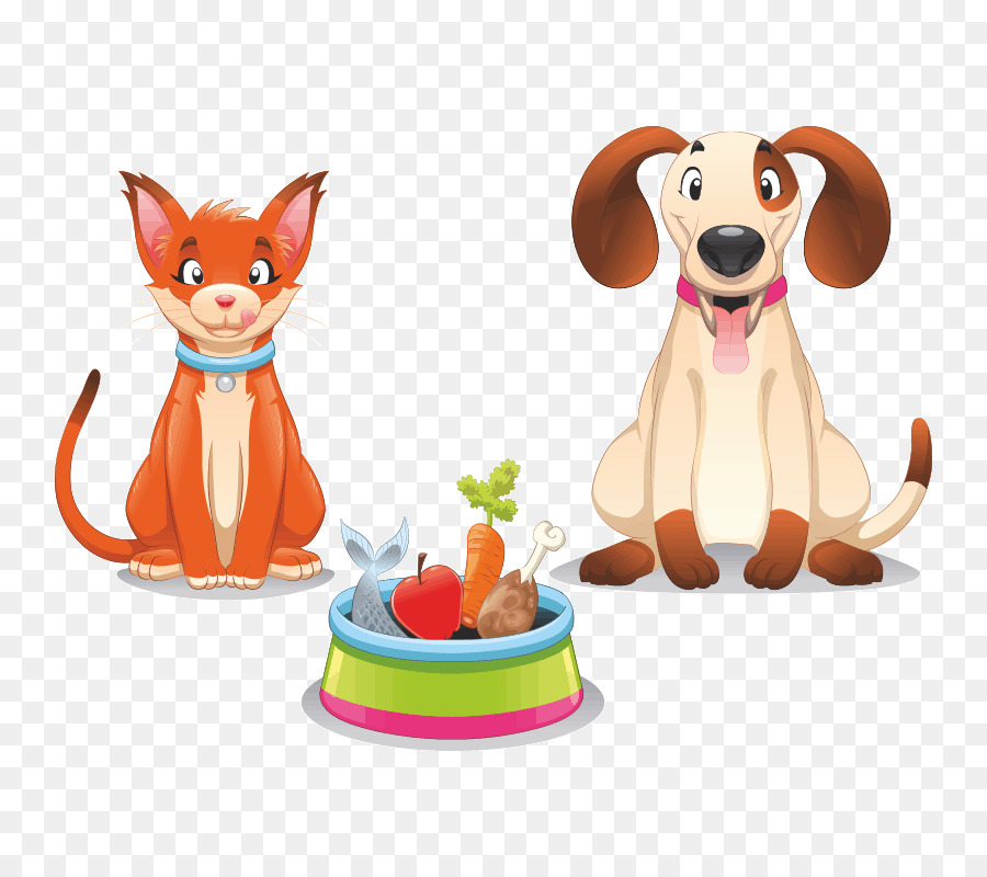 Chat Et Chien，Bol De Nourriture PNG