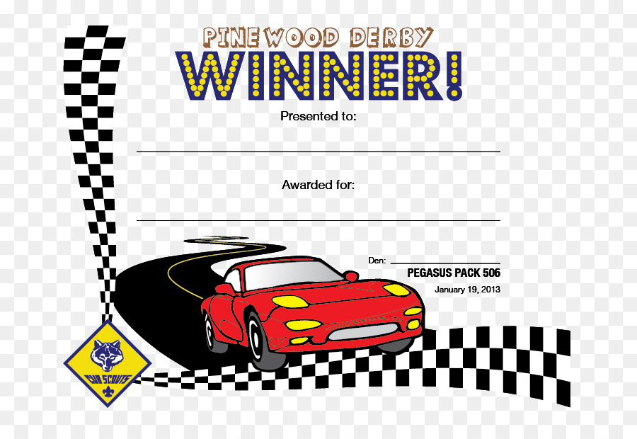 Certificat De Gagnant Du Pinewood Derby，Voiture De Course PNG