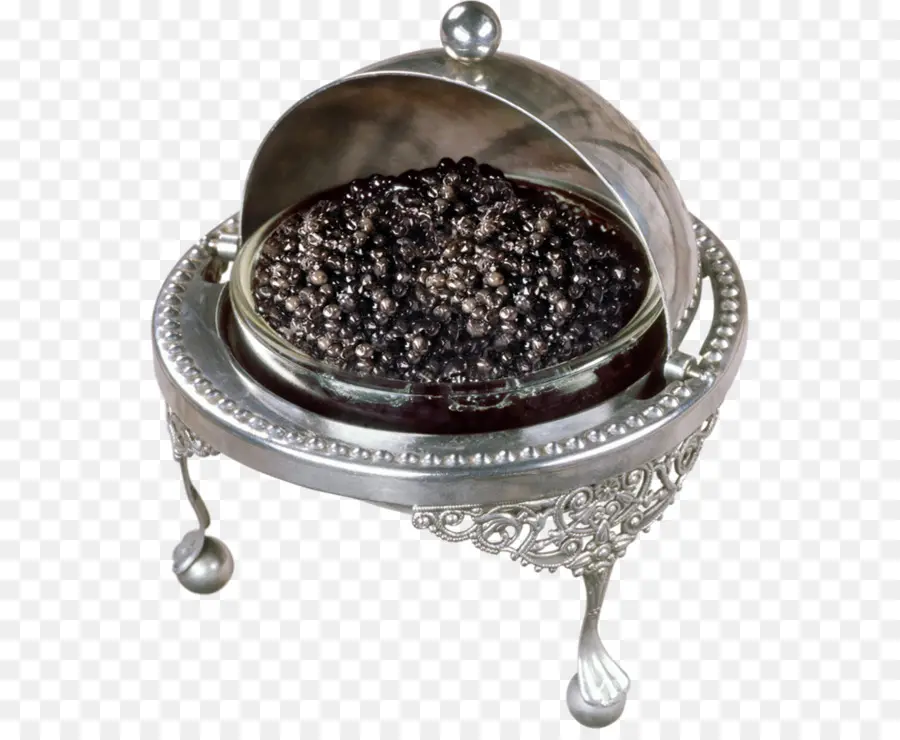 Caviar Dans Un Plat En Argent，Nourriture De Luxe PNG