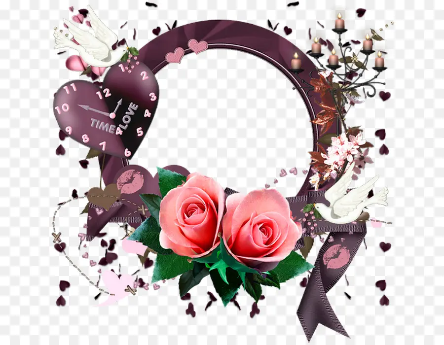 Cadre Décoratif，Roses PNG