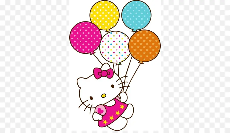 Hello Kitty Avec Des Ballons，Dessin Animé PNG