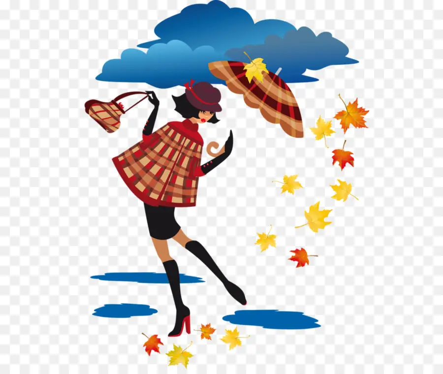 Femme Sous La Pluie，Parapluie PNG