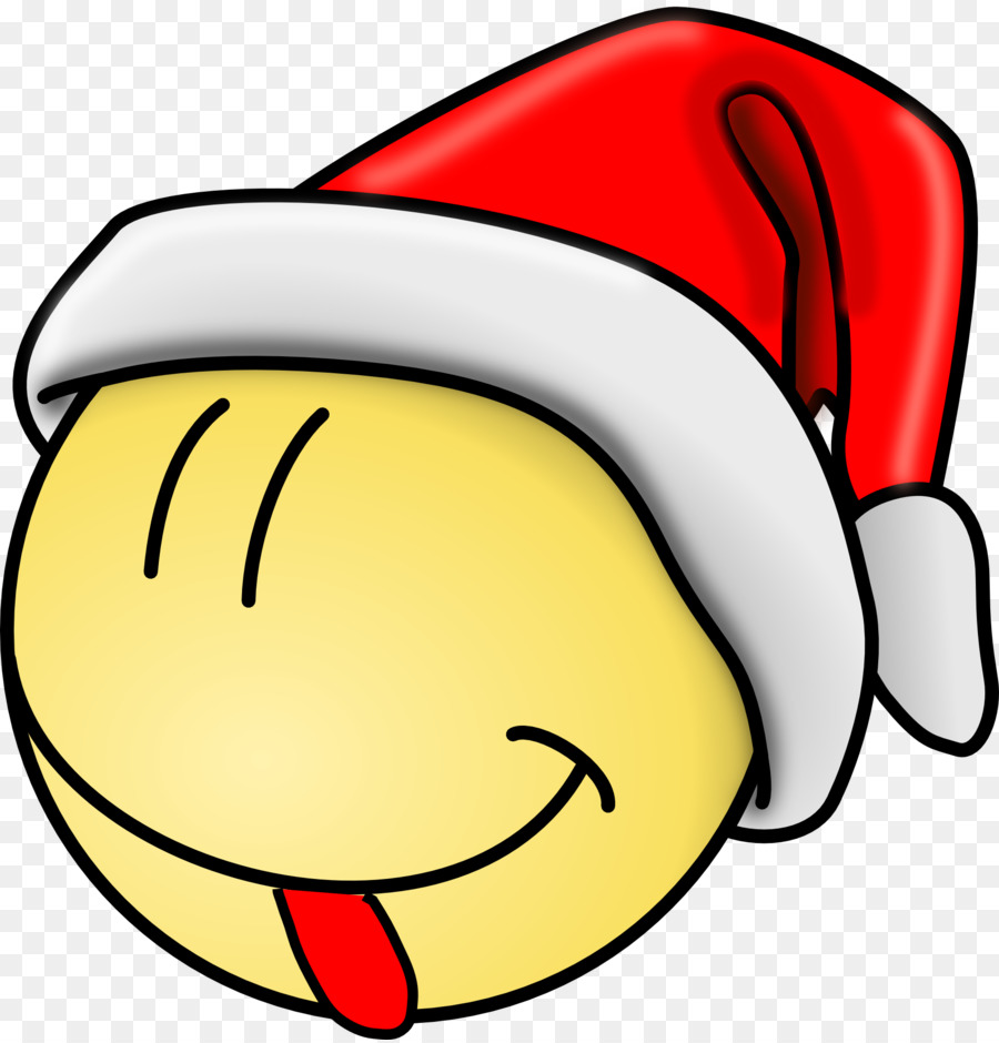 Visage Souriant Avec Chapeau De Père Noël，Noël PNG