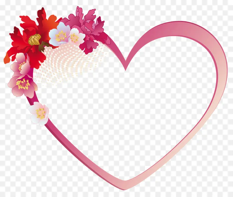 Cadre Coeur Avec Fleurs，Fleurs PNG