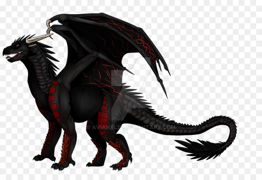 Dragon Noir，Accents Rouges PNG