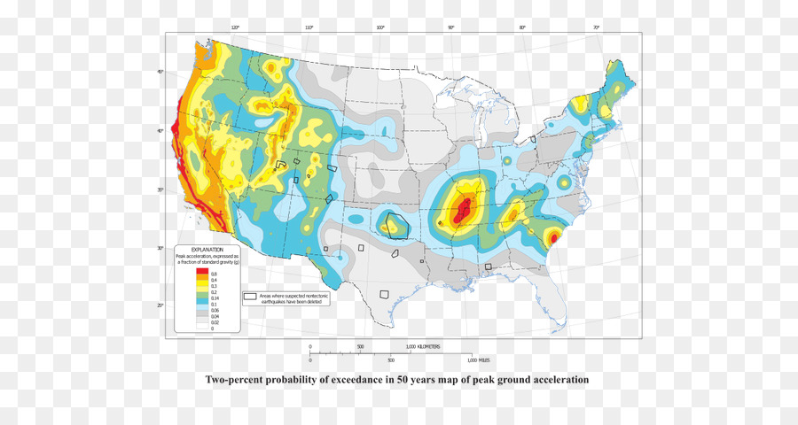 Carte Des Tremblements De Terre，Usa PNG