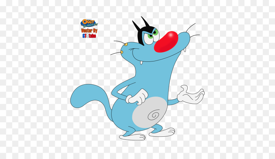 Chat De Dessin Animé Bleu，Nez Rouge PNG