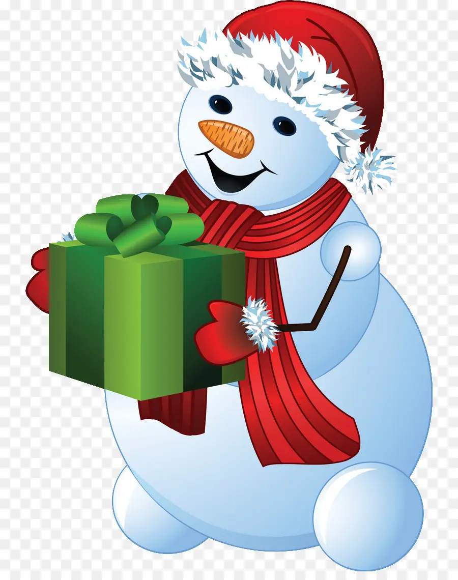 Bonhomme De Neige Avec Cadeau，Hiver PNG