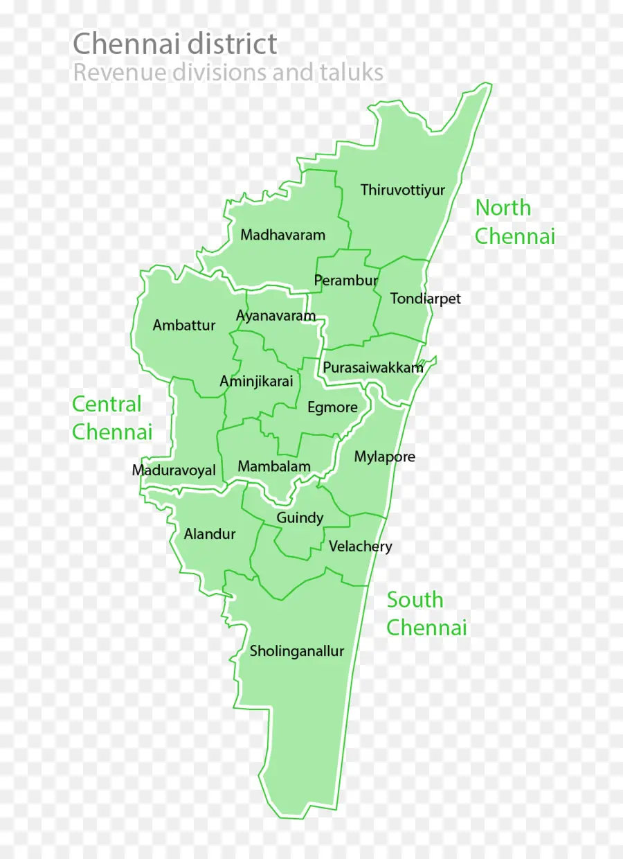 Carte Du District De Chennai，Divisions De Revenus PNG