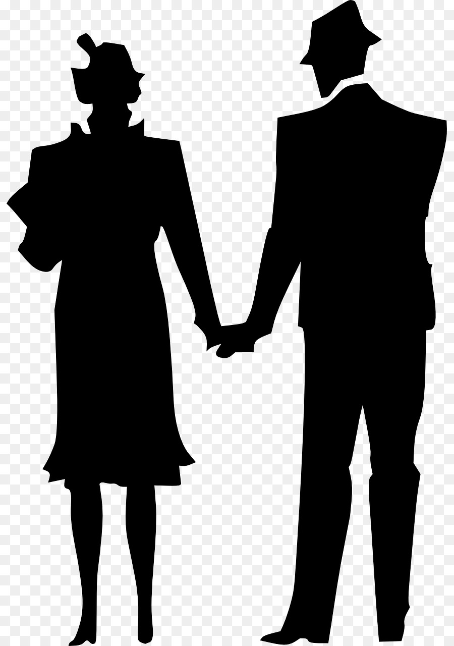 Silhouette Couple，Poignée De Main PNG