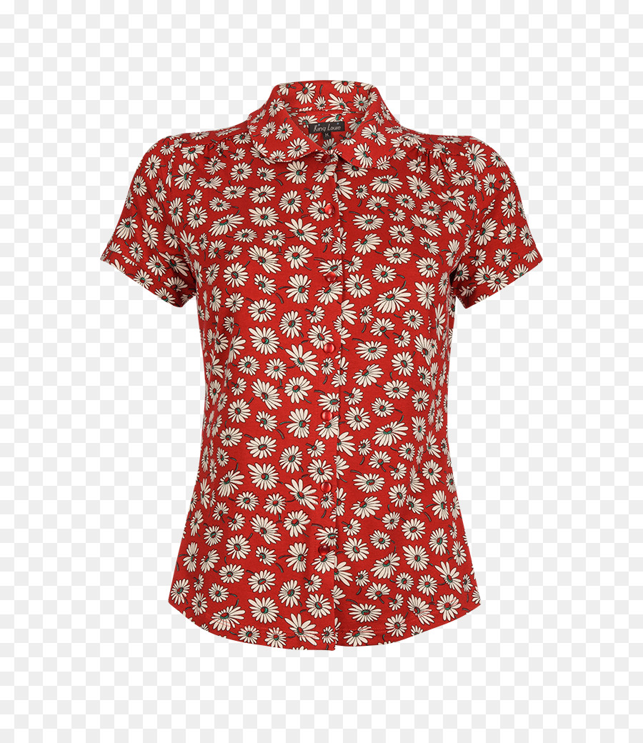 Chemise à Fleurs Rouge，Manche Courte PNG