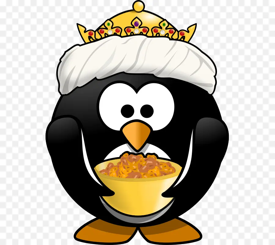 Pingouin Avec Couronne Et Bol，Manchot PNG