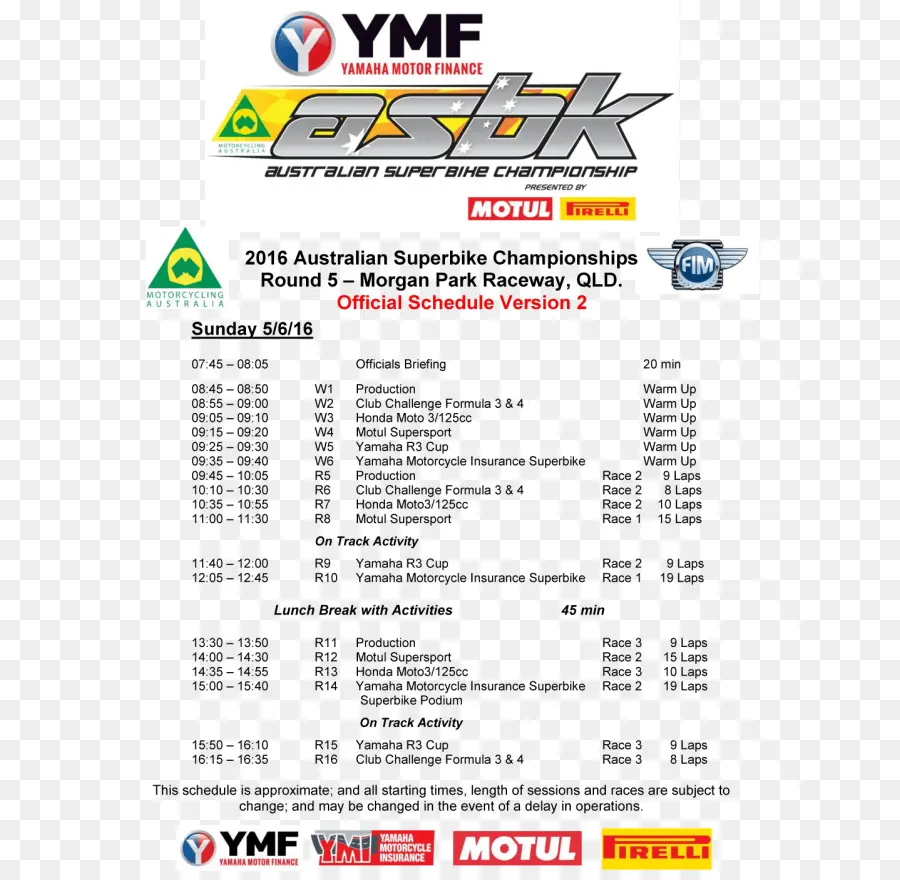 Calendrier Du Championnat Superbike，Course PNG