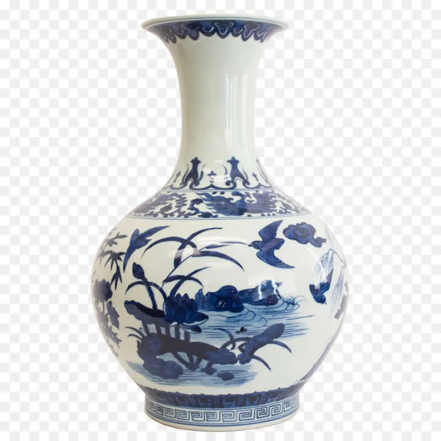 Vase Bleu Et Blanc，Céramique PNG