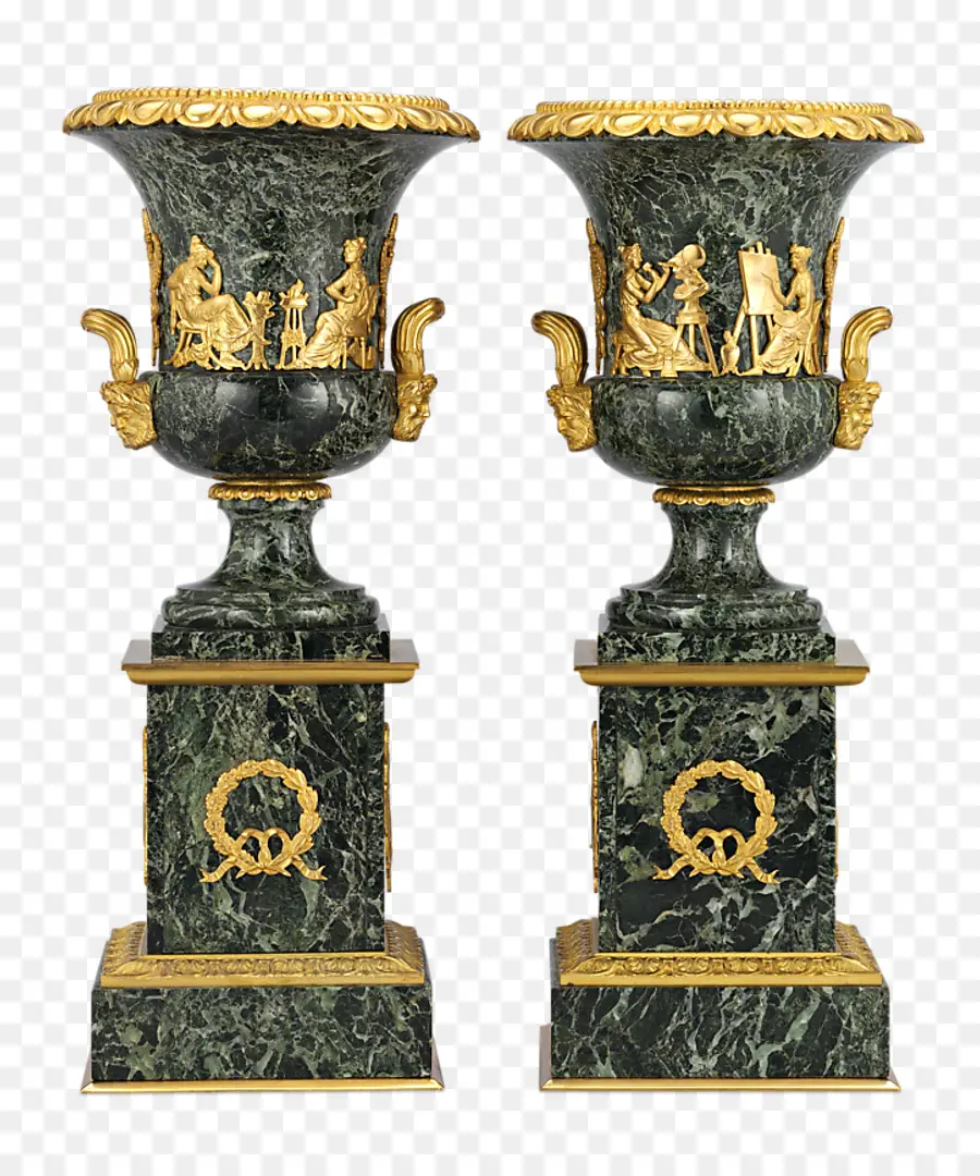 Vases En Marbre Vert，Décor PNG