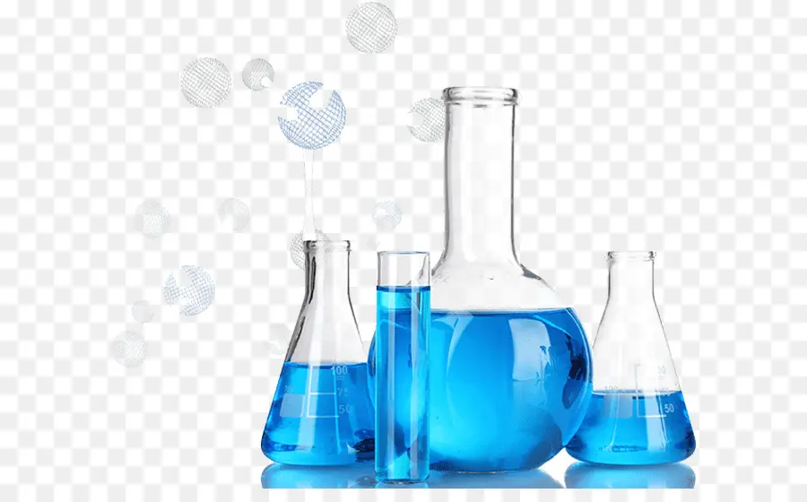 Liquide Bleu Dans Des Flacons，Chimie PNG