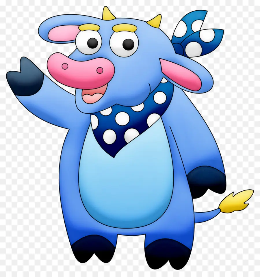 Vache De Dessin Animé Bleu，Heureux PNG