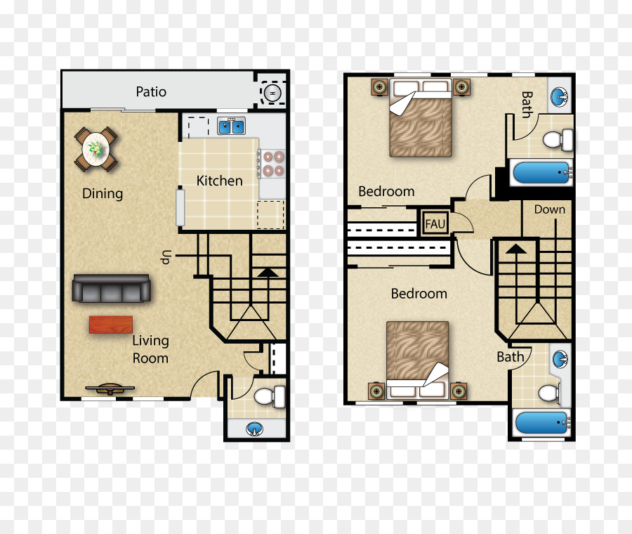 Plan D étage，Chêne De La Cour De Logements PNG