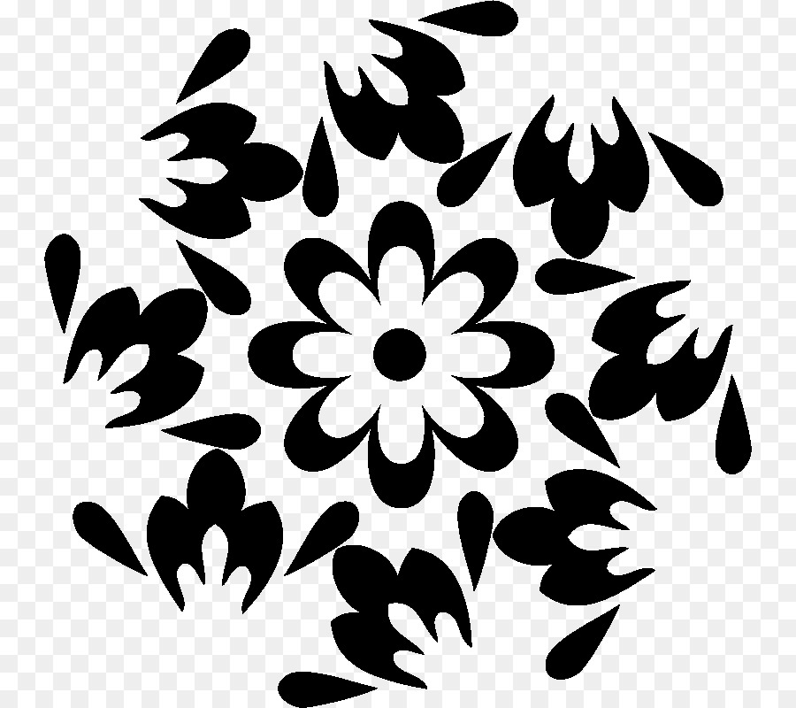 Motif De Fleurs，Noir PNG