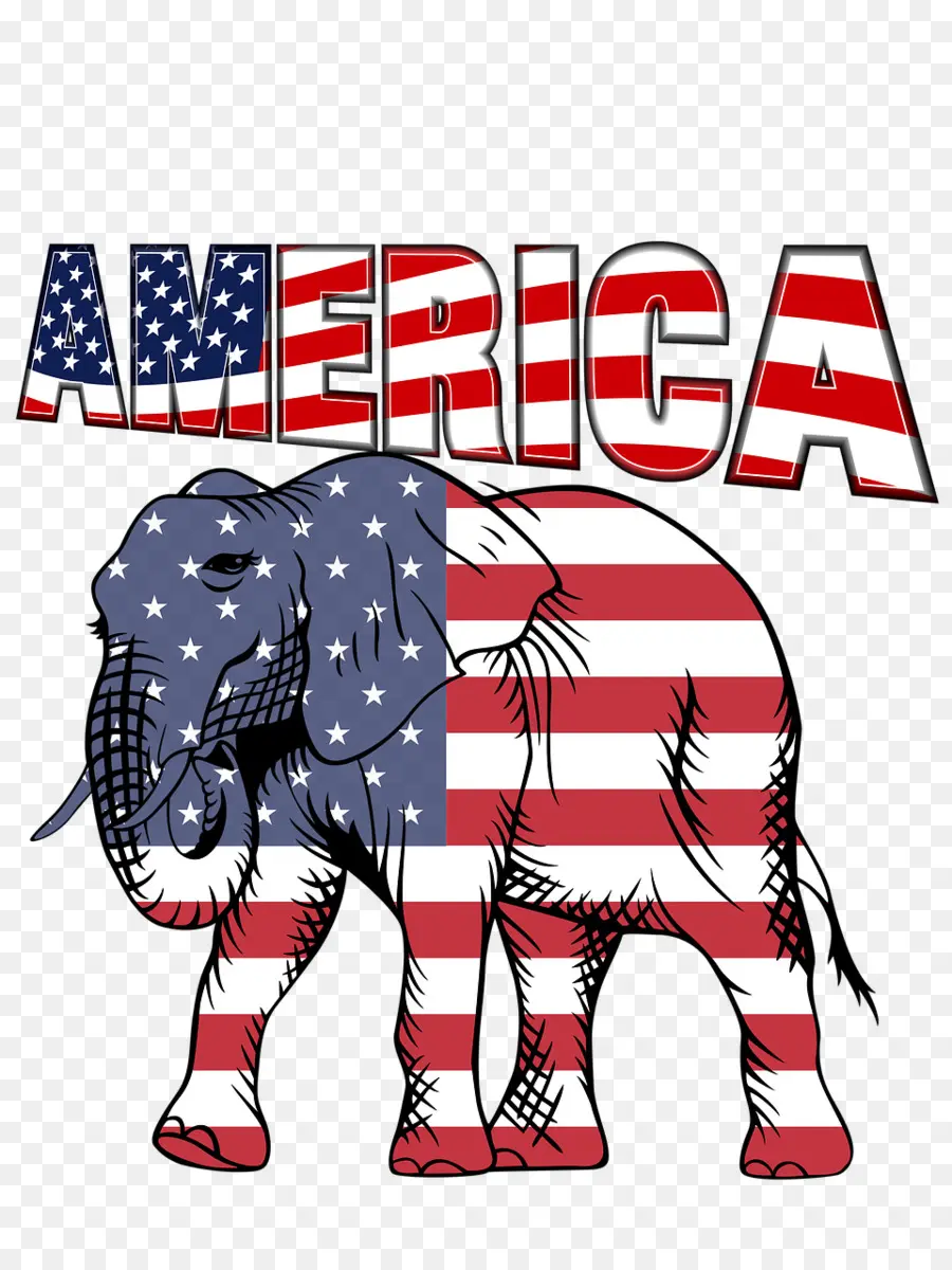 Éléphant Avec Drapeau，Usa PNG