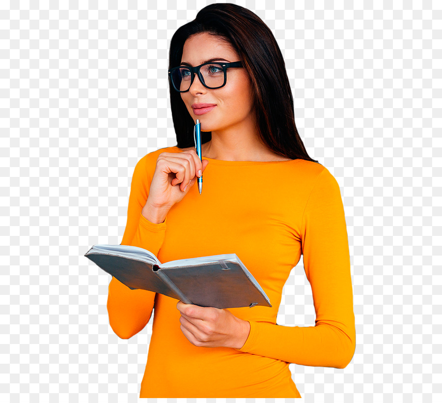 Femme Avec Carnet，Lunettes PNG