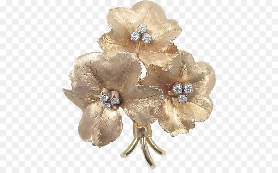 Broche Fleur，Or PNG